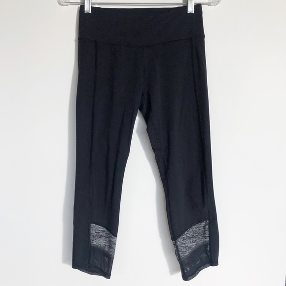 Lululemon If Youre Lucky Crop Leggings Size 4 Black Gray Mesh Cropped Yoga Tight - Picture 2 of 11